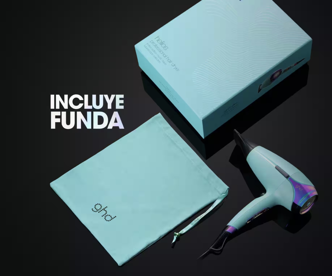 Secador GHD Helios Azul Turquesa edición limitada con diseño exclusivo